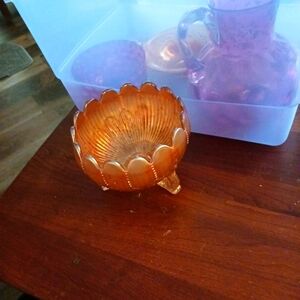 Vintage Northwood Marigold Glass Rose Bowl